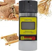 Portable Grain Moisture Meter, Grain Moisture Meter Humidity Tester with Backlight Digital Display, Automatically Display Grain & Temperature & Average Calculation, for Kinds Grain