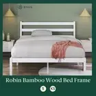 Zinus Bed Frame Single Size King Single White Base Platform Bamboo Wood Robin