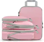 VentureVista Compression Packing Cubes 4 PCS Set, 1 Extra Large+2 Large+1 Medium, Luggage Organiser Packing Cubes, Packing Bags for Backpack & Travel Suitcase Accessories (Pink)