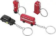 Luxshiny 4pcs London Souvenir Keychain British Landmark Keychains Featuring Bus Mailbox Taxi and Telephone Box Stylish and Portable Accessories for Men and Women