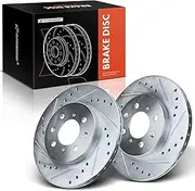 A-Premium 10.31 inch (262mm) Front Drilled and Slotted Disc Brake Rotors Compatible with Select Honda and Acura Models - Civic 1990-2005, Fit 2007-2014, Insight, Civic Del Sol, EL, Integra, 2-PC Set