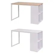 Writing Desk Office Study Drawing Computer Table Oak and White/White vidaXL