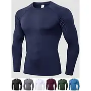 Men's Compression Shirt Running Shirt Long Sleeve Base Layer Athletic Summer Spandex Breathable Quick Dry Moisture Wicking Soft Fitness Gym Workout Running Spo