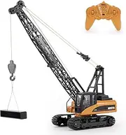 YAZHIYI RC Crane Toy, 15CH Remote Control Crane for Boys 8-12, RC Crane Tower Construction Vehicles with Heavy Duty Metal Hook, Birthday Gifts Ideas for Kids Adults, 1:14 Scale Trucks (with Gift)