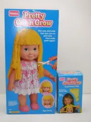 VINTAGE NOS 1990 PLAYSKOOL PRETTY CUT N GROW DOLL YARN HAIR + REPLACEMENT WIGS