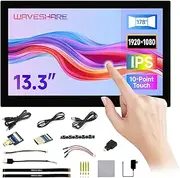 Waveshare 13.3inch High Resolution HDMI Capacitive Touch Display, Compatible with Raspberry Pi 5/4B/3B/Zero/Zero W/Zero 2W/Pico/Pico W/Pico WH, Type-C/HDMI Display Interface