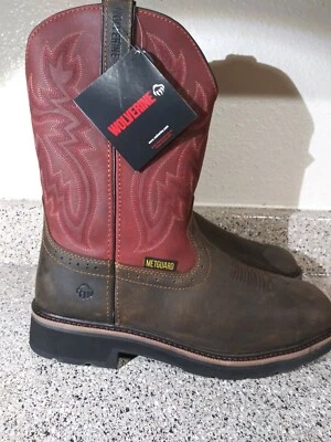 Wolverine Men's Rancher MET-Guard Industrial Boot BROWN/RED. 10.5 Extra Wide