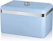 Swan SWKA1010BLN Retro Bread Bin, Metal, 18 litre, Blue