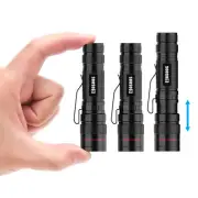 3 Mini LED Tactical Flashlights with Clip, 3.7inch Zoomable Bright AA Flashli...