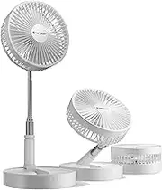 NEXAIR Premium Foldable Compact Fan, 4 Speed Portable Fan with Adjustable Height 14” – 39.5 in, Rechargeable, Quiet, White, Home & Office, Bedroom & Travel