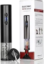 LeadwayTek Electric Wine Bottle Opener Battery Operated Automatic Red Wine Corkscrew Opener Cordless Auto Reusable Easy Carry Wine Opener Set with Foil Cutter for Home Kitchen Party Bar,Black