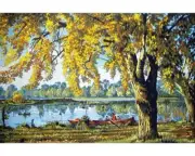"On the Lake" Printed Needlepoint Tapestry Canvas Collection D'art 12978