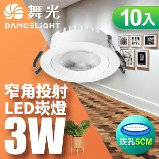 【DanceLight 舞光】可調角度LED浩克崁燈3W 崁孔5CM-10入組(黃光)