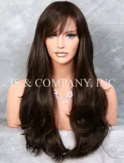 Human Hair Blend Full Wig Long slightly wavy bangs Heat OK WBKT 4-27