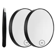 Set of 2Pcs 10X and 20X Magnifying Makeup Mirror Cosmetic Mirror with Eyebrow Tweezers