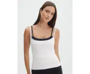 Women Sexy Spaghetti Vest Solid Color Undershirt Spaghetti Tank Tops Basic Cami Tank Top for Women-White