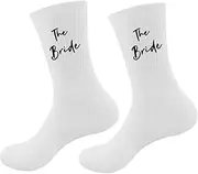 [AffeGifts] Bride Socks, Stylish Cotton Wedding Socks White Bridal Socks Gift Bride To Be Gifts For Wedding Day, White, One size