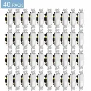 Decorator Wall Light Switch 15A Paddle Rocker Single Pole UL Listed White 40Pack
