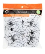 2 - Spider Webbing Includes 4 Prop Spiders Packet Halloween Decor Scary Haunted