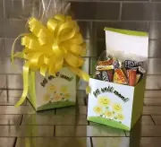 Get Well Soon Chocolate Hershey's Miniature Bars Gift Basket-Box With Yellow Bow