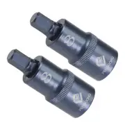 Hex Bit Socket H8 Bit 1/2" Drive 2" L Star S2 Alloy Steel Cr-V Socket Blue 2Pack