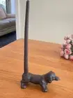 Cast Iron Dachshund Sausage Dog Paper Towel Toilet Roll Hemp Rope Roll Holder