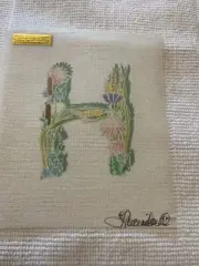 LUCINDA GREGORY RICE HP NEEDLEPOINT FLORAL "H"