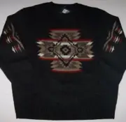 NWT Pendleton Black ROCK POINT Shetland Wool AZTEC GEO Crewneck Sweater Men's L