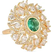 [I Jewels] Gold Plated Indian Wedding Bollywood Stylish Latest Fashionable Design Floral CZ American Diamond Adjustable Finger Rings For Women & Girls (FL241G), No Gemstone