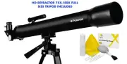 HD REFRACTOR TELESCOPE 75X-150X WITH FULL 57" TRIPOD INCLUDED + CLEANING KIT