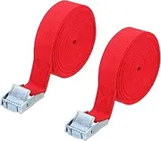 uxcell 1" x 18 ft Lashing Strap with Buckles, 2 Pcs Cam Buckle Tie Down Straps Adjustable Heavy Duty Secure Cinch Straps Up to 551 lbs for Cargo Kayak Bicycles, Red