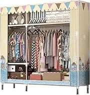 Wardrobe Canvas Wardrobe Portable Wardrobe Shelves with Hanging Rail, Shelves, Clothes Closet Storage Organizer for Bedroom, Living Room,D-123X45X170cm