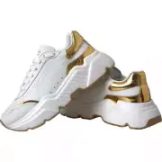 Dolce&Gabbana DAYMASTER Men Silver Sneakers Leather Athletic Wedge Trainer Shoes