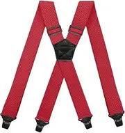 [STKARCV] Heavy Duty Work Suspenders For Men Wide X-Back With 4 Plastic Gripper Clasps Adjustable Elastic Trouser Pants