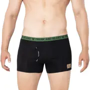 Mens Cotton Modal Boxer Briefs Black/Green - Frank and Beans Underwear