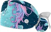 [YTYVAGT] 2-Pc,Gourd-Shaped Working Cap,Fisherman Hat with Buttons and Cotton Sweatband,Unicorns Cute Seahorse