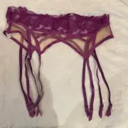 New! GARTER For Love and Lemons Aimee Floral Belt Bright Purple 31351