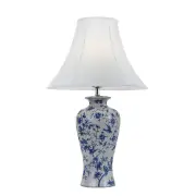 Hulong Modern Table Desk Lamp Light Fabric Ceramic Blue White