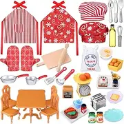 Leitee 47 Pieces Christmas Elf Accessories Set Elf Cooking Accessories Miniature Accessories Mini Cooking Stuff for Kitchen Mini Baking Props for Elf for Gift