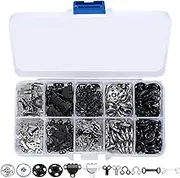 100 Pcs Sewing Hooks and Eyes Closure Set, 3 Styles Skirt Hook and Eye Closures Sewing Snaps Kit, Metal Snaps Buttons Fasteners Press Studs Set for Skirt, Bra, Trousers, Dress, Sewing, DIY Crafting