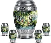 Small Deer Urn for Human Ashes - Keep Sake Urns for Human Ashes - Urns for Human Ashes Adult Man - Green Small Cremation Funeral for Human Ashes - Decorative Urn (Combo of 5, 10" & 3")