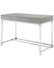 Inspired Home Grey & Chrome Jerome Writing Desk
