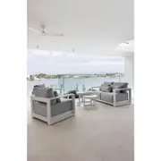 Whitehaven 2+1+1 Seater Outdoor Aluminium Lounge with Hugo Round Coffee Table Set - Outdoor Aluminium Lounges