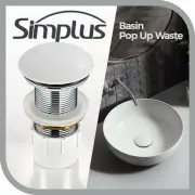 Simplus Pop Up No Overflow Waste Basin Vanity Sink Push Plug Drain Matte White
