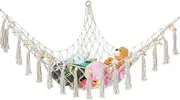 Stuffed Animal Hammock Corner Hammock Organizer Display Rack Bohemian Net Bag with Tassel for Nursery Playroom Bedroom 110x110x130 cm