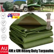 4X6 Army Heavy Duty Waterproof Canvas Tarp Tarpaulin Dustproof Sun Blocked 4MX6M
