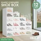 12PCS Stackable Plastic Shoe Box Storage Cabinet Display Case Organiser Rack DIY