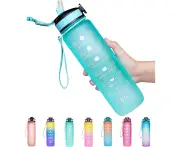 Water Bottle,1000ml,Sport Drinks Bottle with Times to Drink&Lock Cover