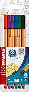 STABILO point 88 Fineliner - Wallet of 6 Assorted Colours
