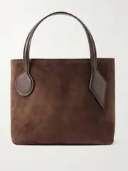 [Liffner] Liffner - Micro Leather-trimmed Suede Tote - Dark brown - One size One size Brown